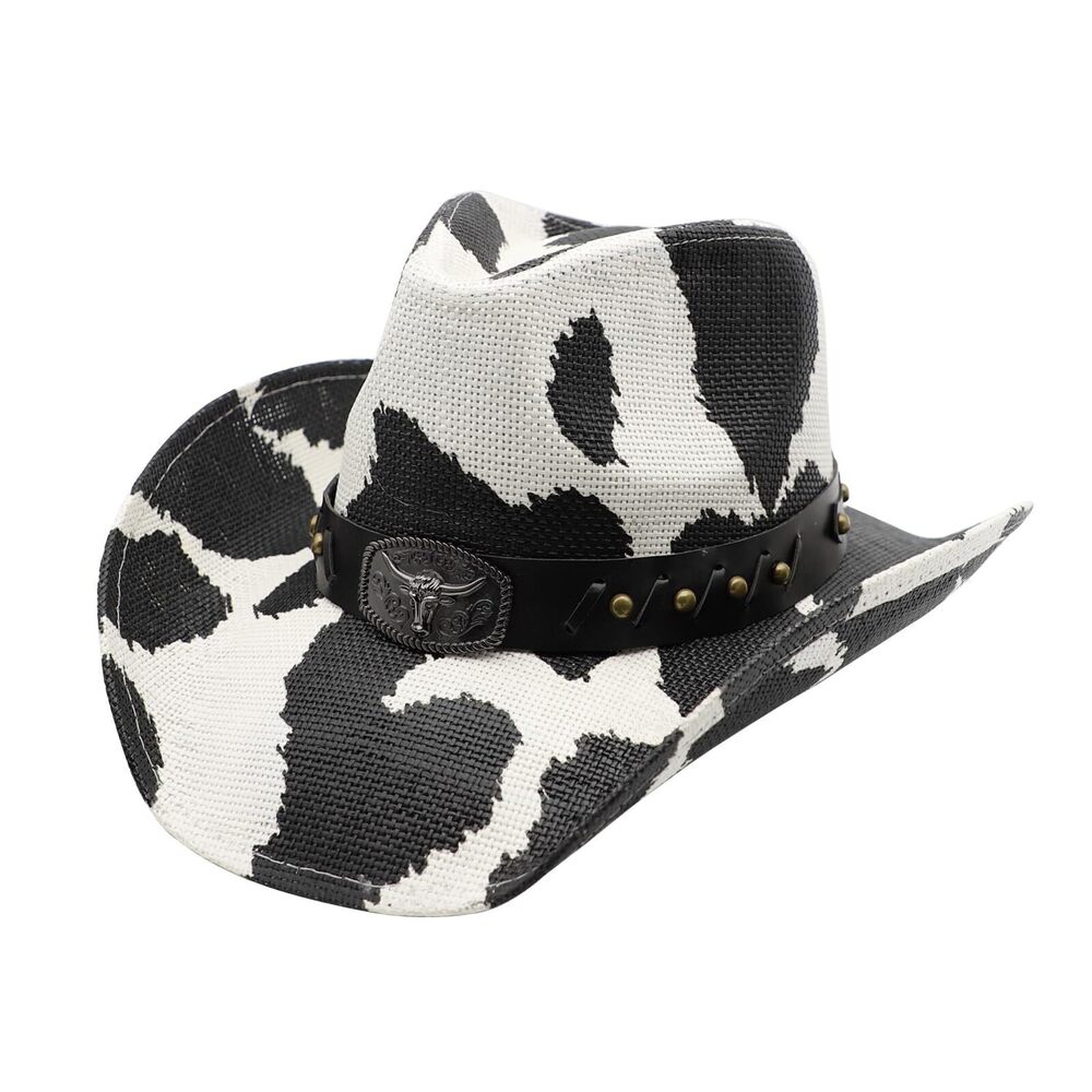 7888 Straw Cowboy Hat Unisex Western Beach Sun Hat Wide Brim Fedora Hat